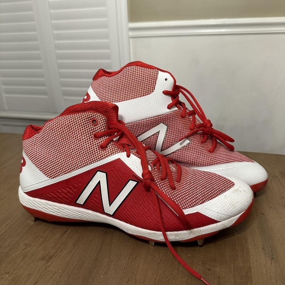 New Balance 4040v4 Baseball Cleat Shoes Mens 15 D Red White Mid Metal M4040TR4 - Picture 1 of 7